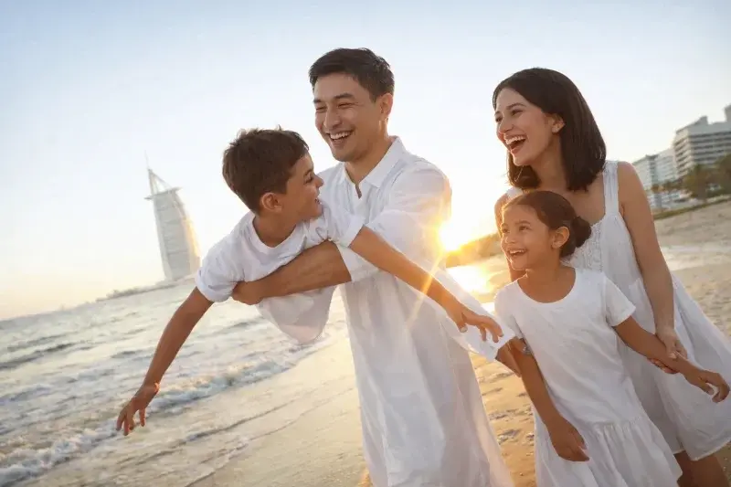 Happy family traveling